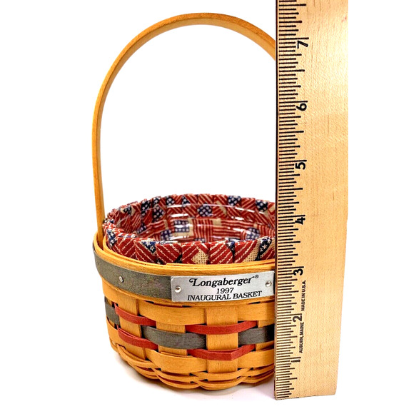 Longaberger 1997 Inaugural Basket w/ Flag Liner & Protector Patriotic - Picture 9 of 10